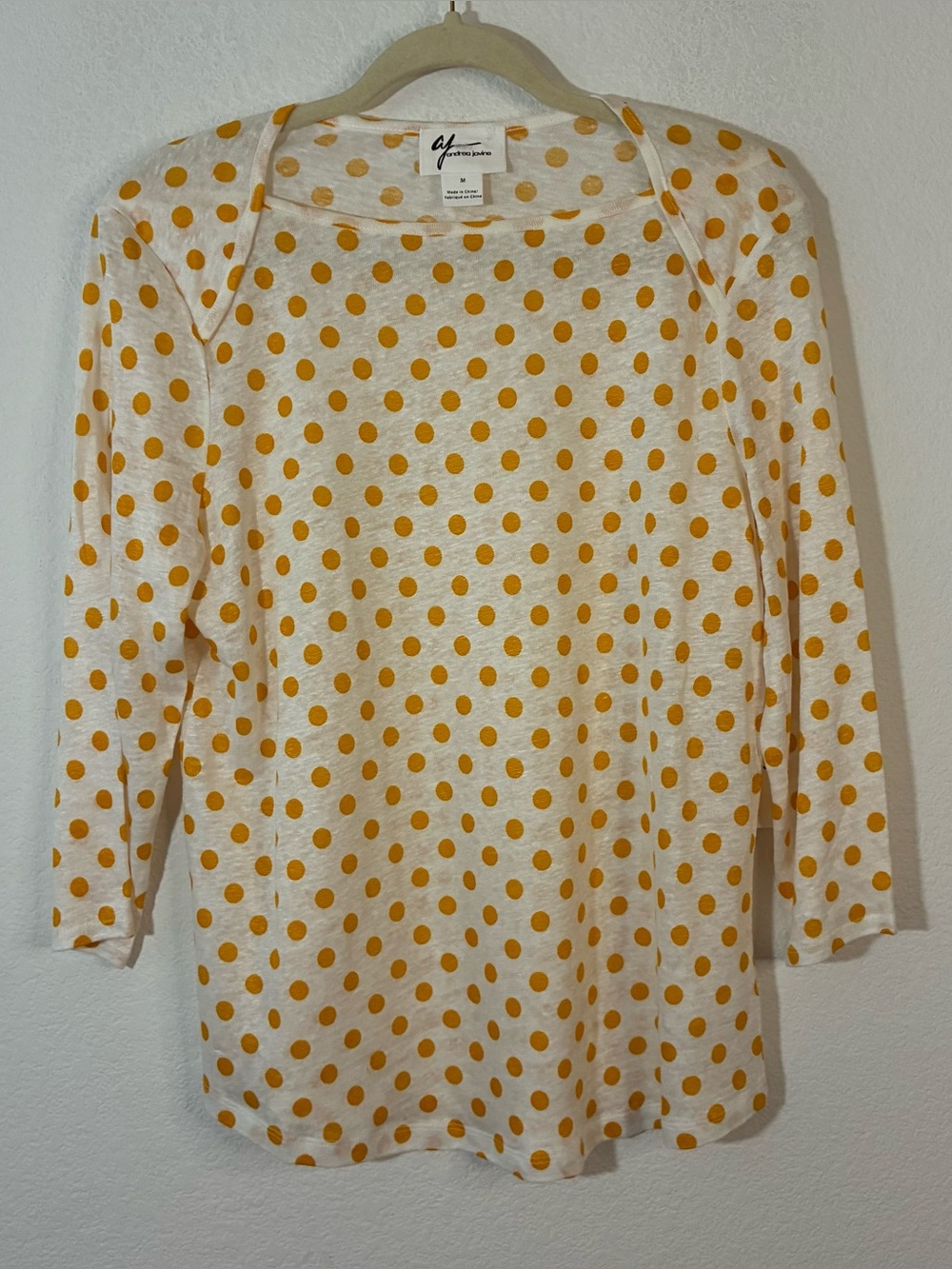 Andrea Jovine Polka Dot Linen Blouse, Medium New with Tags